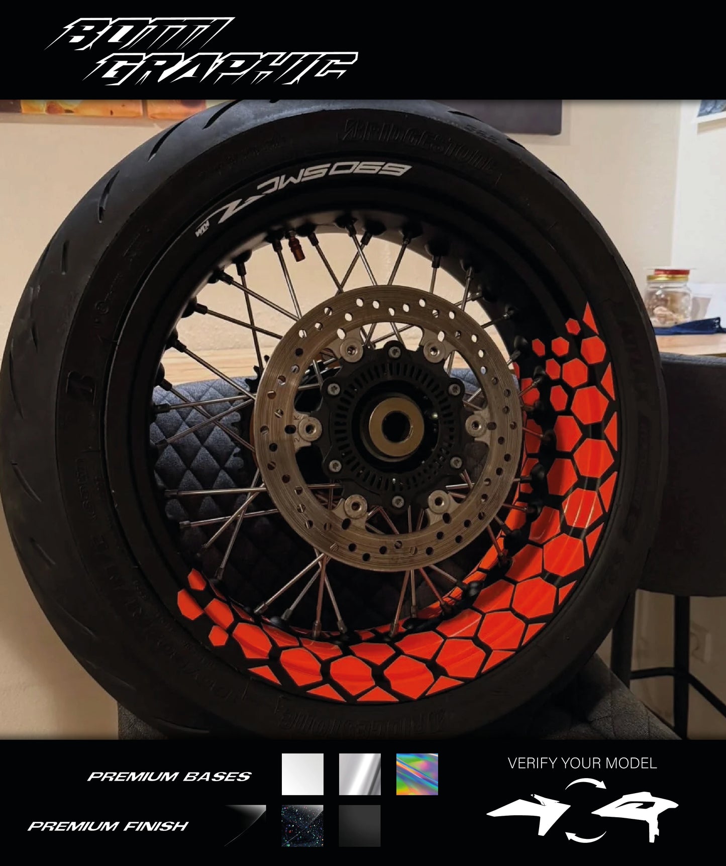 STICKER 50/50 ESAGONALE PER CERCHIO SUPERMOTO