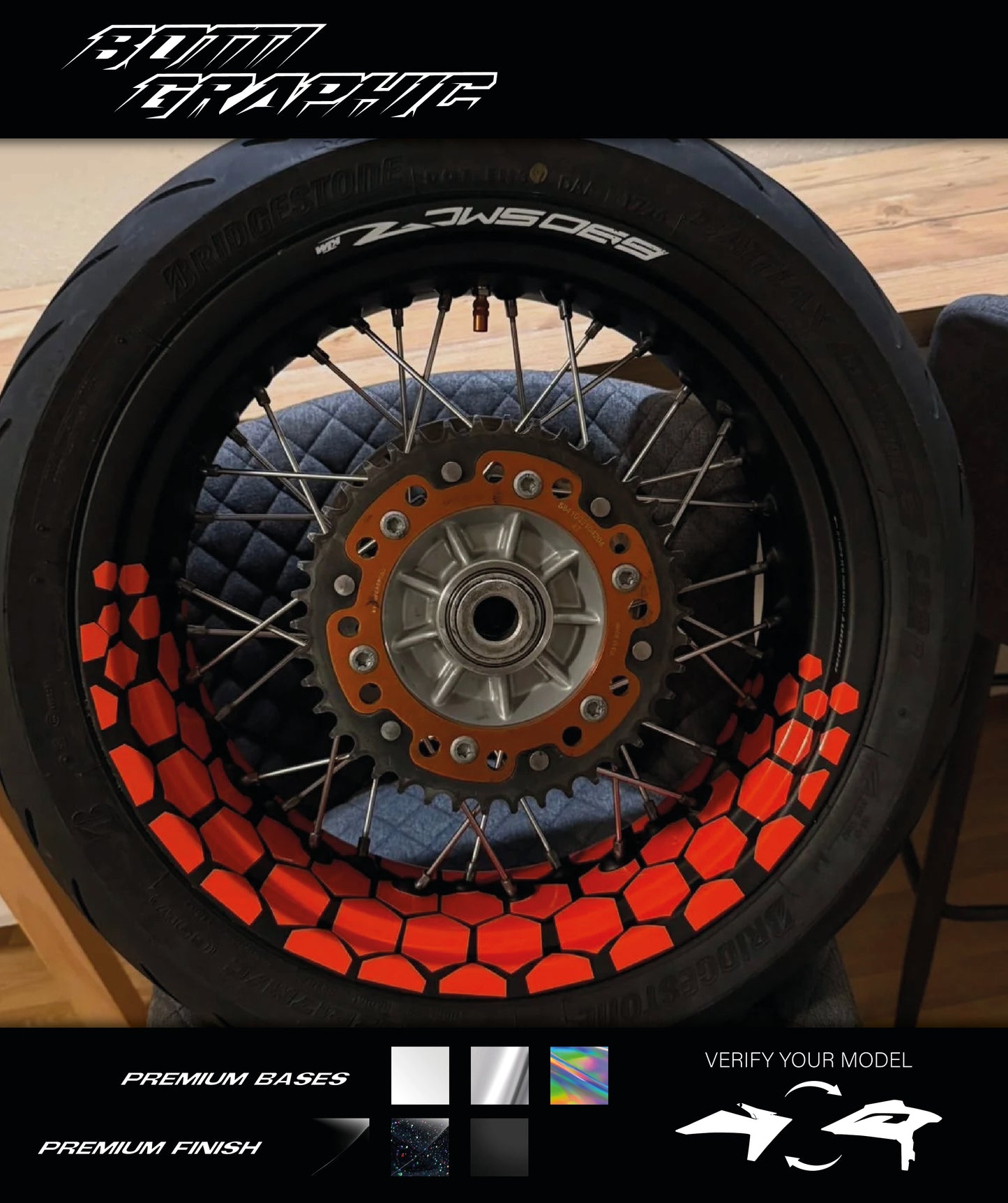 STICKER 50/50 ESAGONALE PER CERCHIO SUPERMOTO